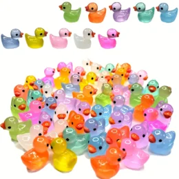 30/60/100PCS Luminous Mini Duck Micro Landscape Access Miniature Figurines Fairy Home Decoration Glow in the Dark Mixed Style15