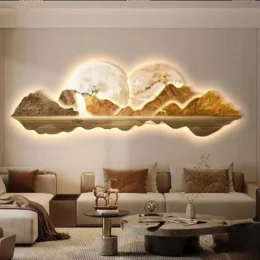 Modern Light Luxury New Chinese Living Room Decoration Painting 3D Stereoscopic Atmosphere Sofa Background Wall Painting Lights39